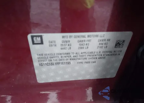 2015 Chevrolet Malibu 1Lt z USA, uszkodzony, nr VIN 1G11C5SL1FF161195